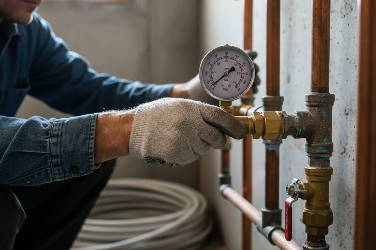 Pressure testing a repaired line during Water Line Repair in Adamsville